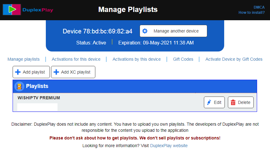 duplex play management panel