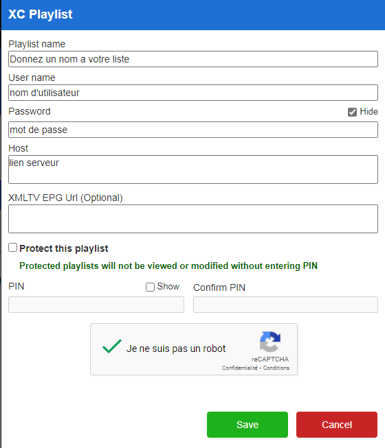 méthode xtream codes (XC) dans duplex play