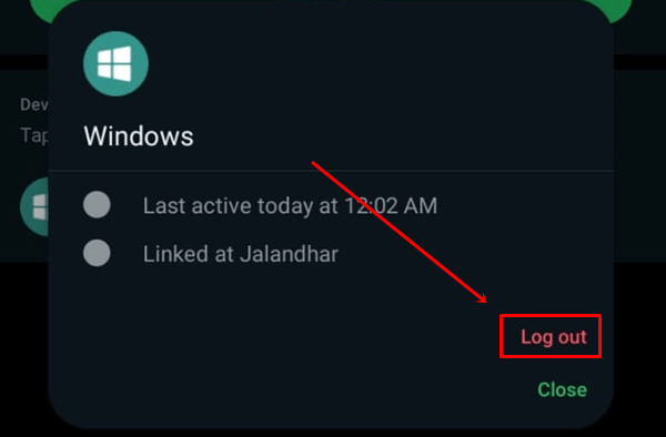 Whatsapp logout button