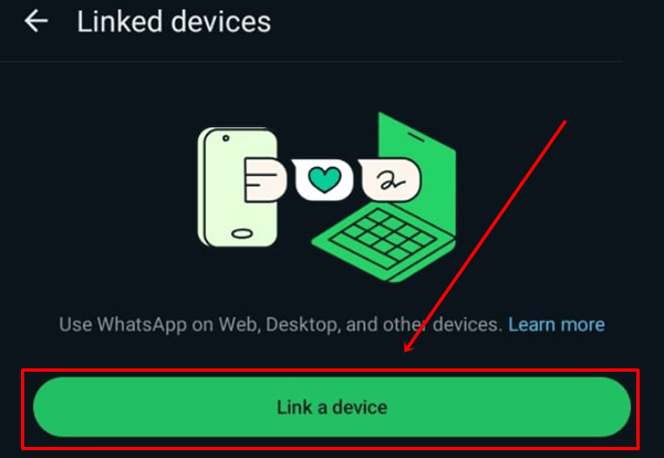 whatsapp- link a device