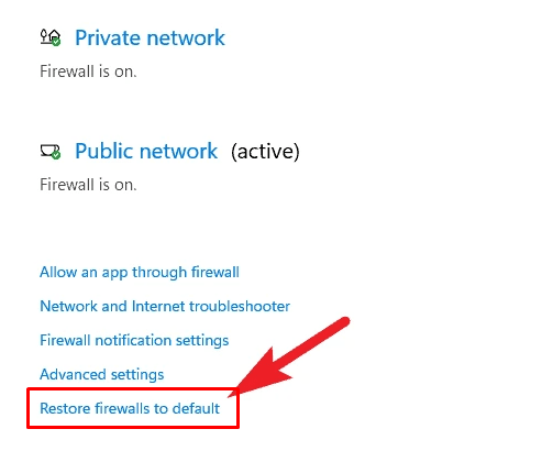 Restore firewalls to default