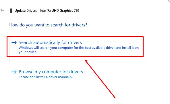 Select Search automatically for the driver