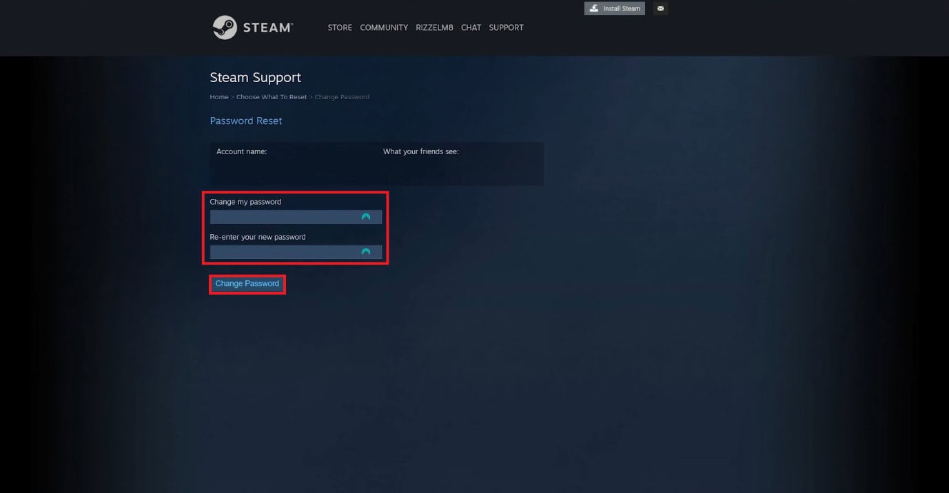 Click on Change password | How to Change Steam Password