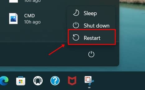 restart computer windows 11