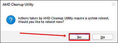 Click Yes to reboot the computer