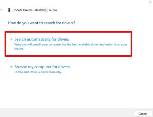 search automatically for drivers