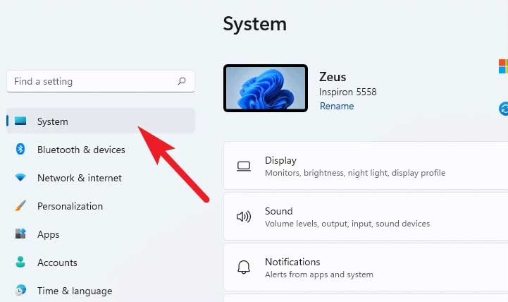 system tab