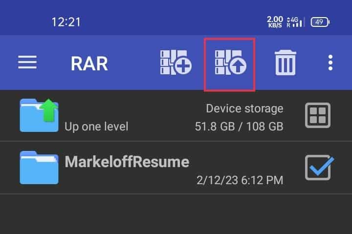 Tap on Upward arrow | How to Open RAR Files on Android