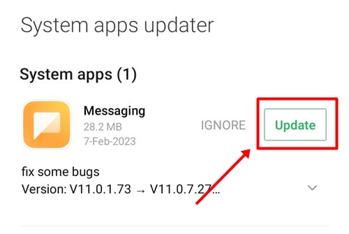 update default messaging app