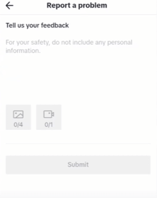 write your problem to contact tiktok