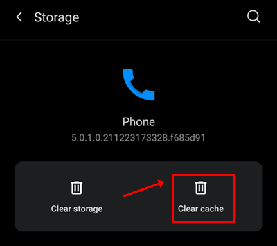 Clear phone app cache