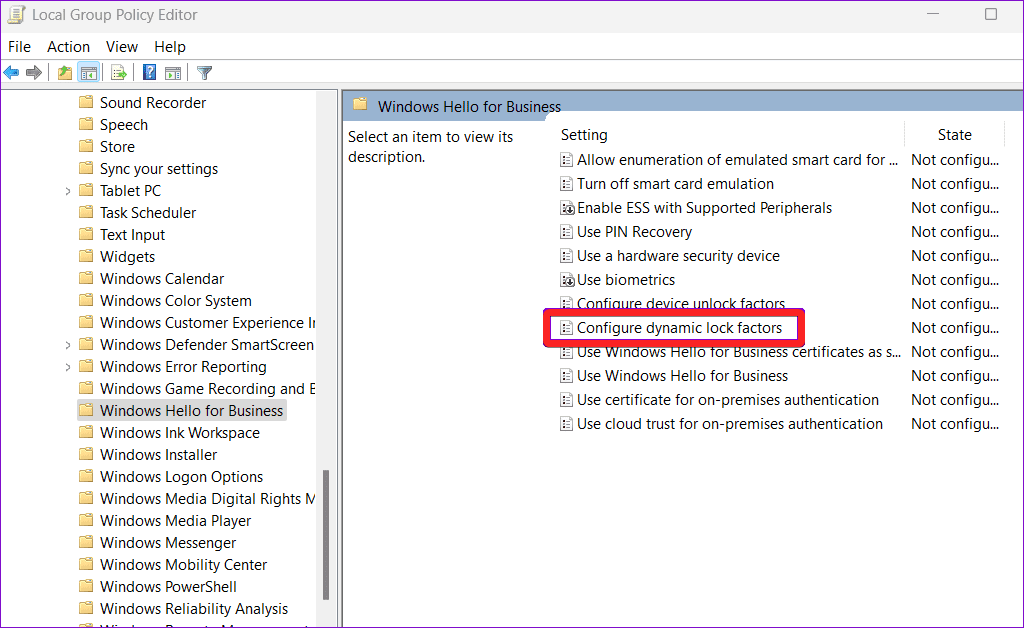 Configure dynamic lock factors