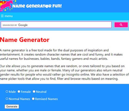 Name Generator Fun