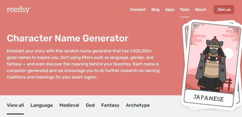 Reedsy Character Name Generator