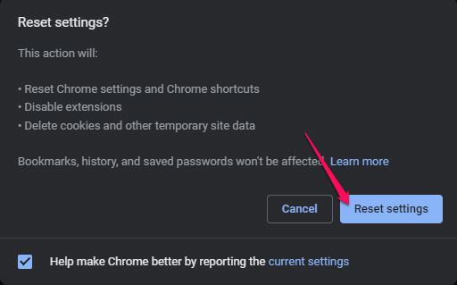 Reset Chrome Settings