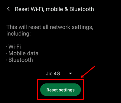 Reset Settings