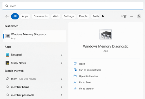 Windows Memory Diagnosis