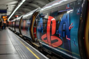 decouvrez letonnante metamorphose du metro londonien pour les 30 ans de playstation une fete visuelle sans precedent