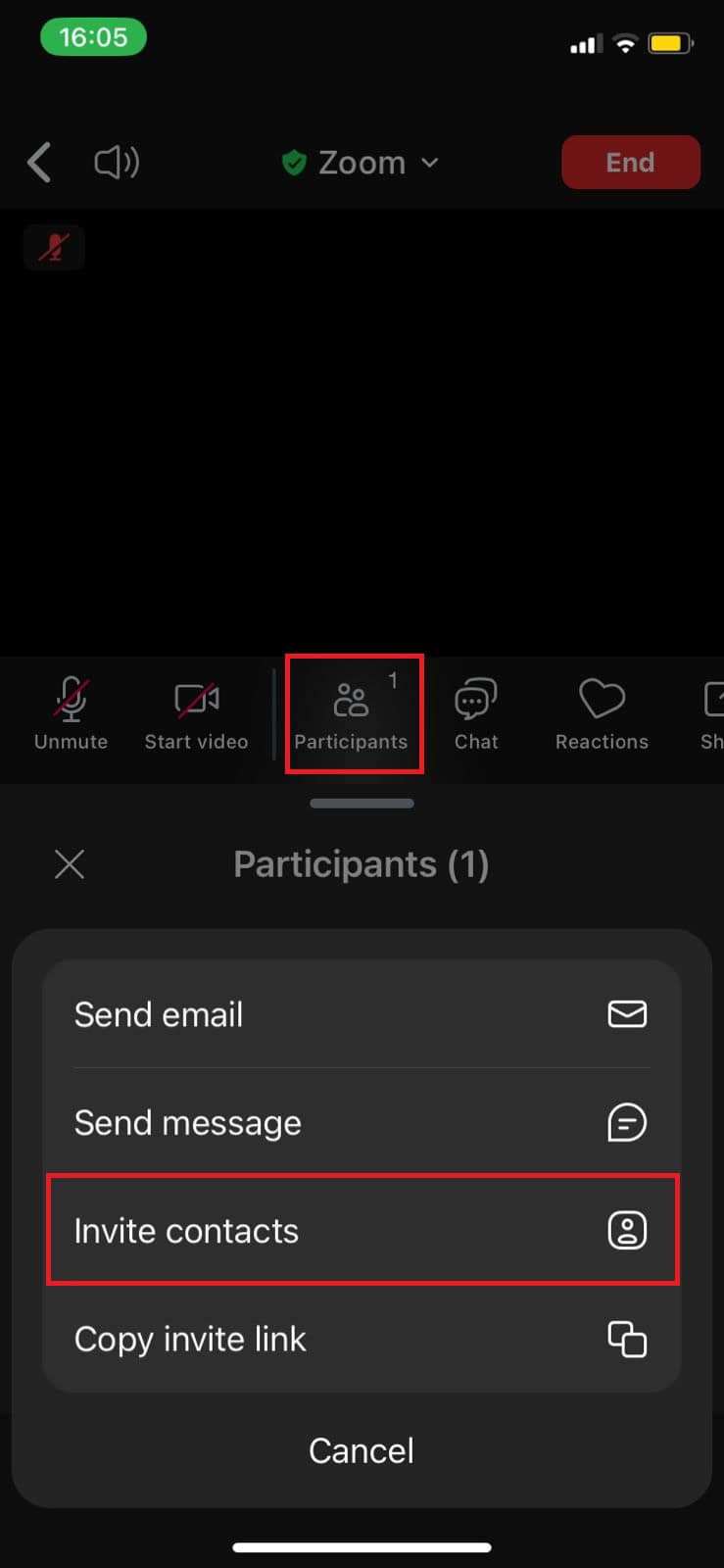 Select Invite contacts