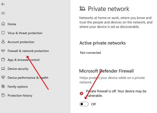 turn off Windows defender firewall service