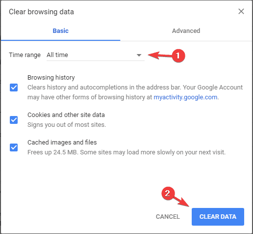 Clear browsing data