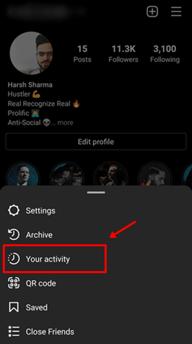 instagram your activity