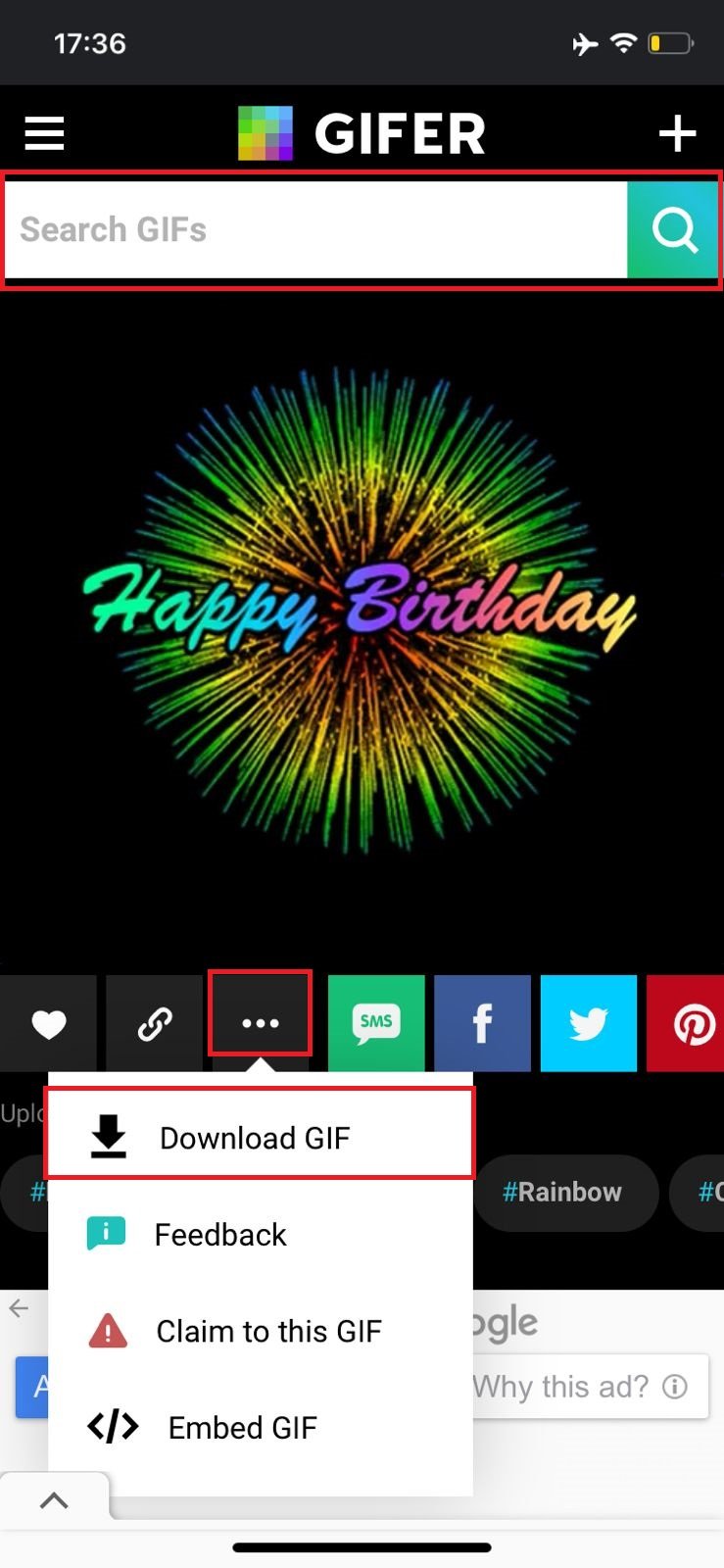 tap on Download GIF | How to Download Animated GIFs