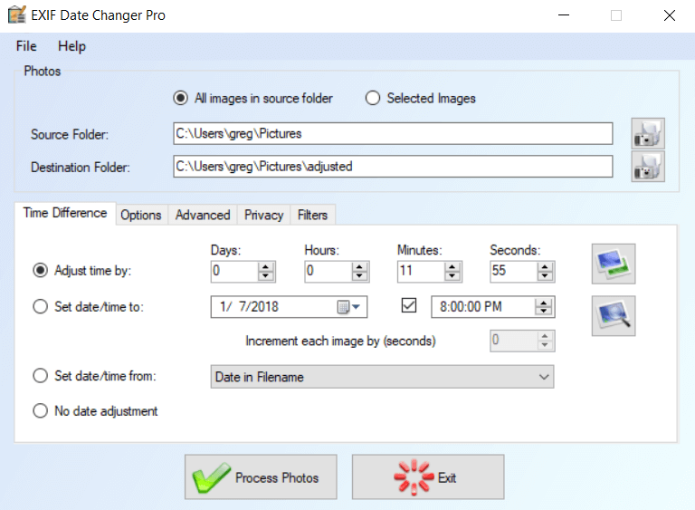 EXIF Date Changer