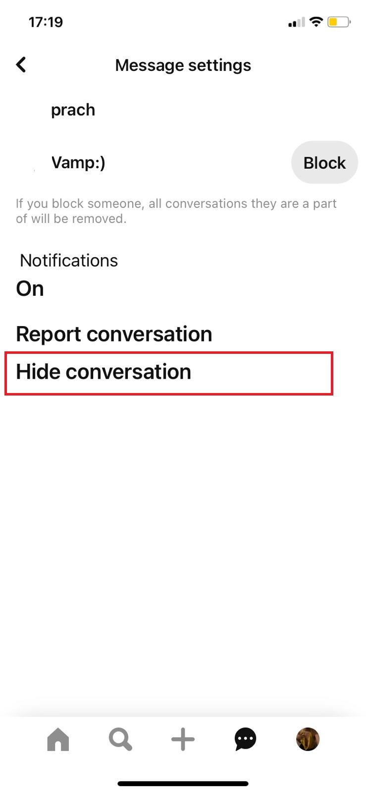 select Hide conversation