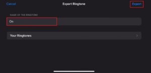 tap on export